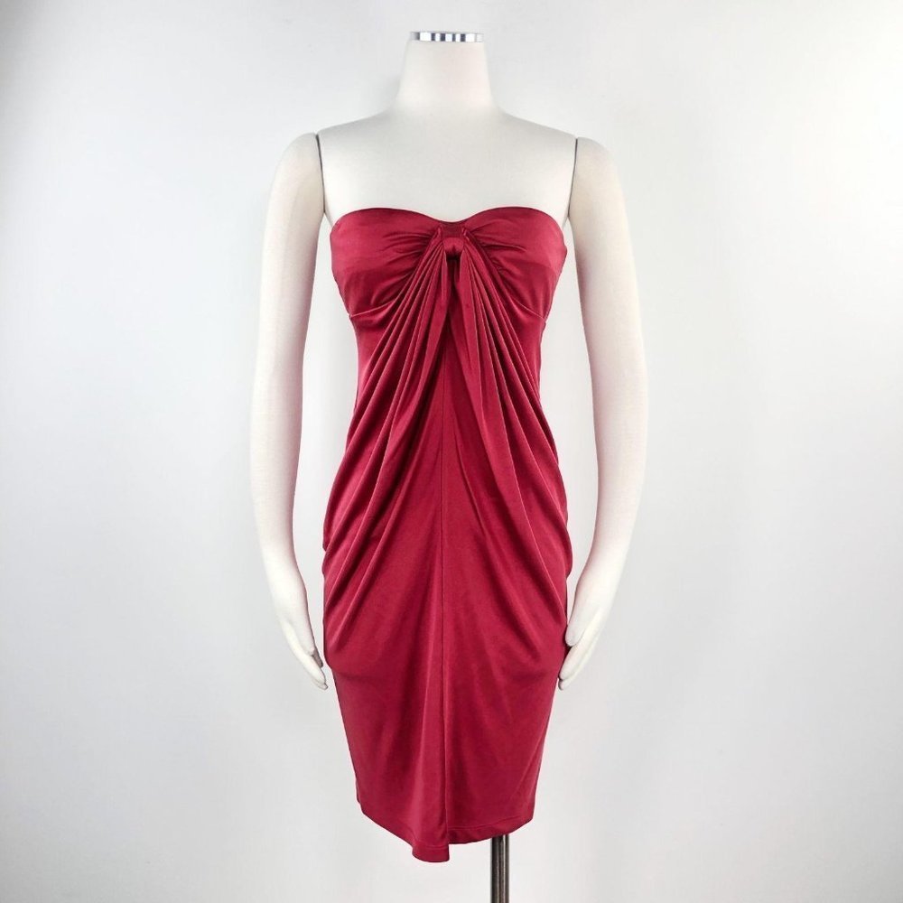 Catherine Malandrino SM Dress Red Silk Strapless